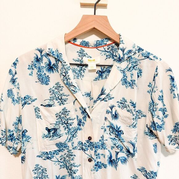 Anthropologie Maeve Jungle Print Short Sleeve Button Down Size XS - Picture 5 of 9